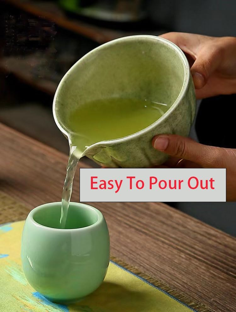 Matcha Set,4Pcs Exquisite Matcha Tea Set,Match Bowl with Spout and Whisk,Matcha Whisk Stand (Chasen Holder) for Matcha Tea Ceremony (Mottled Green)