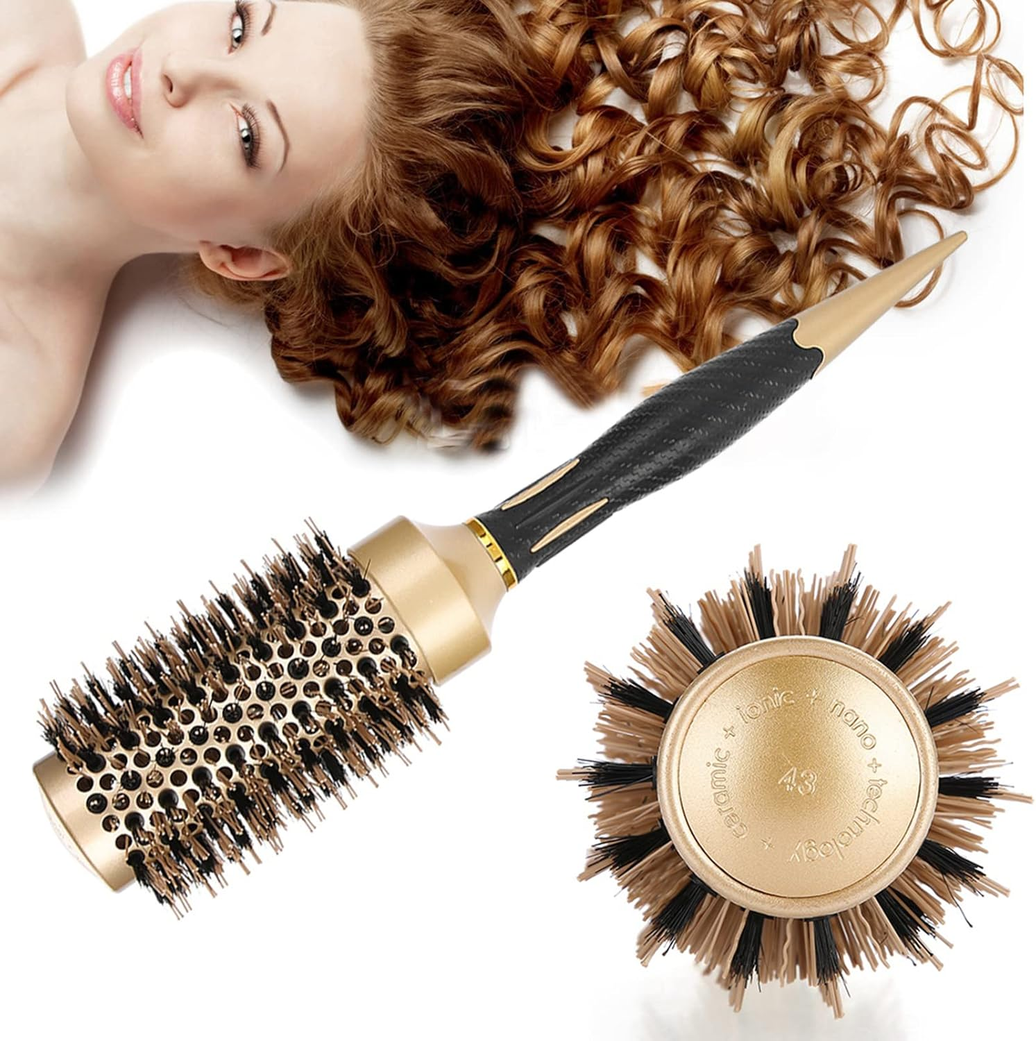 Antistatic Anion round Hair Brush with Ceramic Plate Design for Salon and Home Use, round Brush for Blow Drying (A1813-43) image number 5
