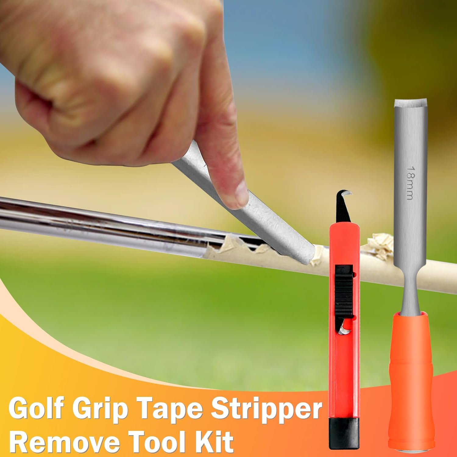 TRINKA Golf Grip Tape Stripper Remover Tool Kits, Golf Grip Tape Remover with Golf Grip Removal Tool Hook Knife, Tape Stripper Remover for Regripping Graphite/Steel Shaft, Golf Club Grip Repair Kit