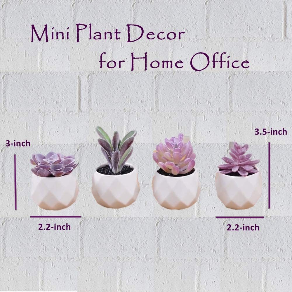 CADNLY Fake Succulent Plant Set - Artificial Succulent Plants for Women Desk - Realistic Faux Succulents in Ceramic Planter Pots - Mini Purple Succulent Decor for Bedroom Bathroom Office Shelf Decor - Pink image number 7
