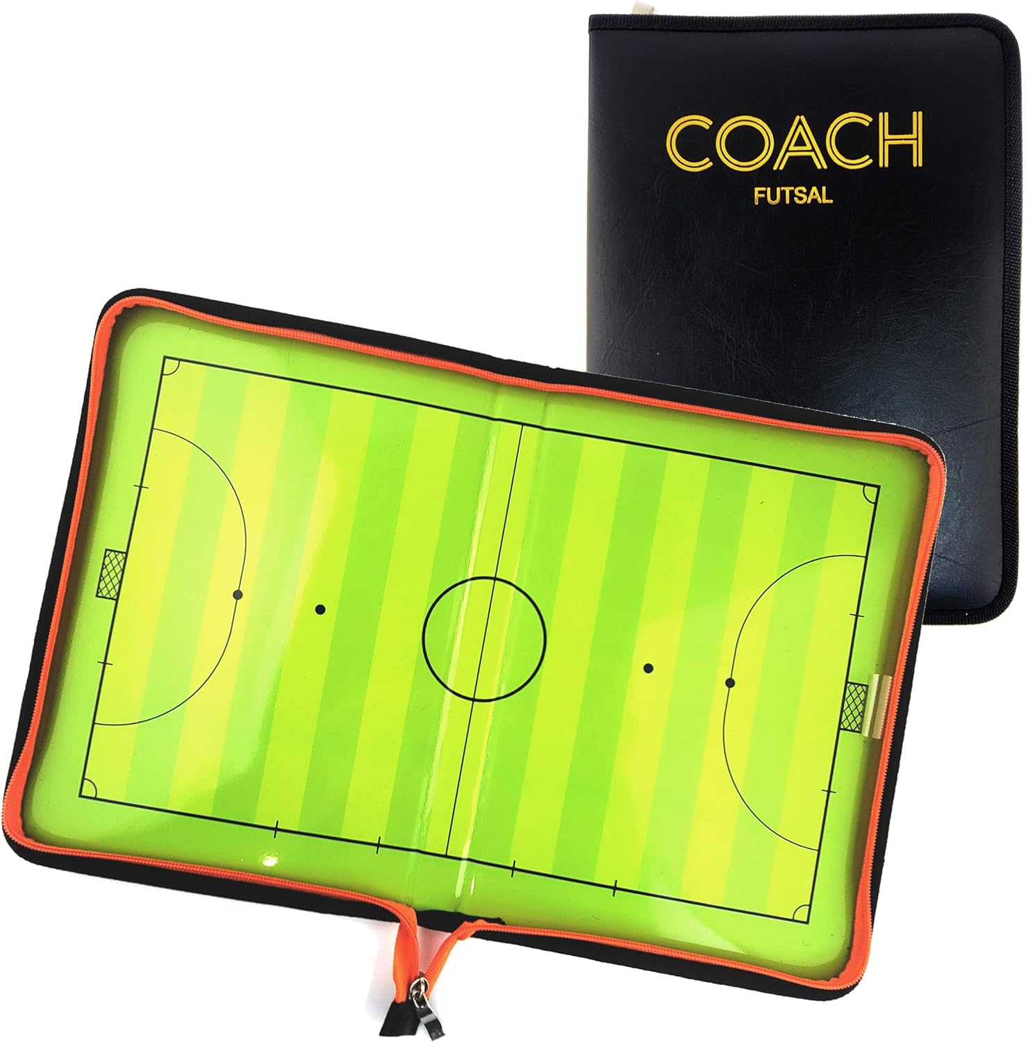 Foldable Futsal Coaching Board Set with Magnetic Number Pieces, Marker Pen, Marker Eraser, Indoor Football Five-A-Side Soccer Color Full Court Zipper Design Strategy Board Training Aid image number 5