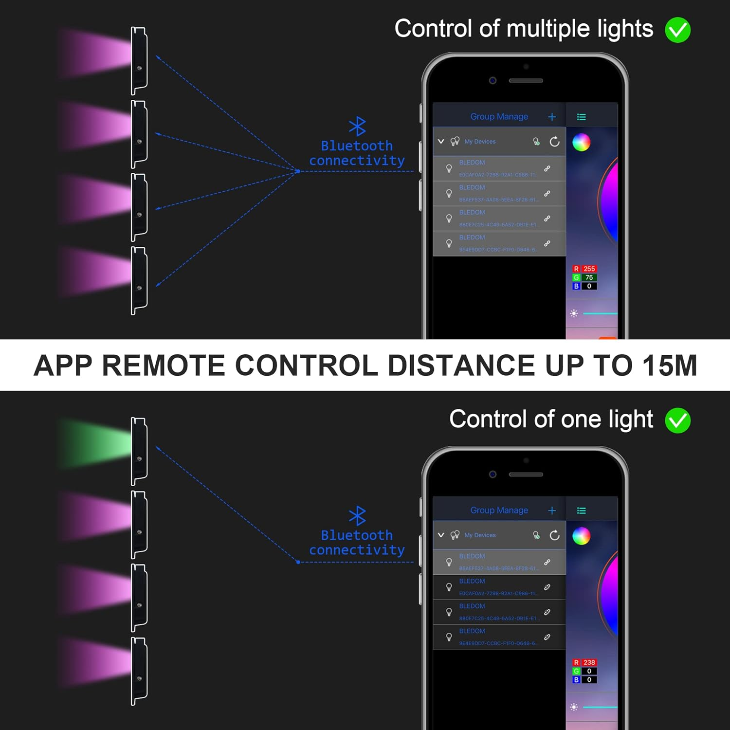 BOSITE 100W RGB LED Flood Light Outdoor Waterproof IP66 Colour Changing Portable Floodlight with Smart Bluetooth App Control & Group Control for Garden Terrace Stage Lighting Christmas Party - Rgb-100W image number 2
