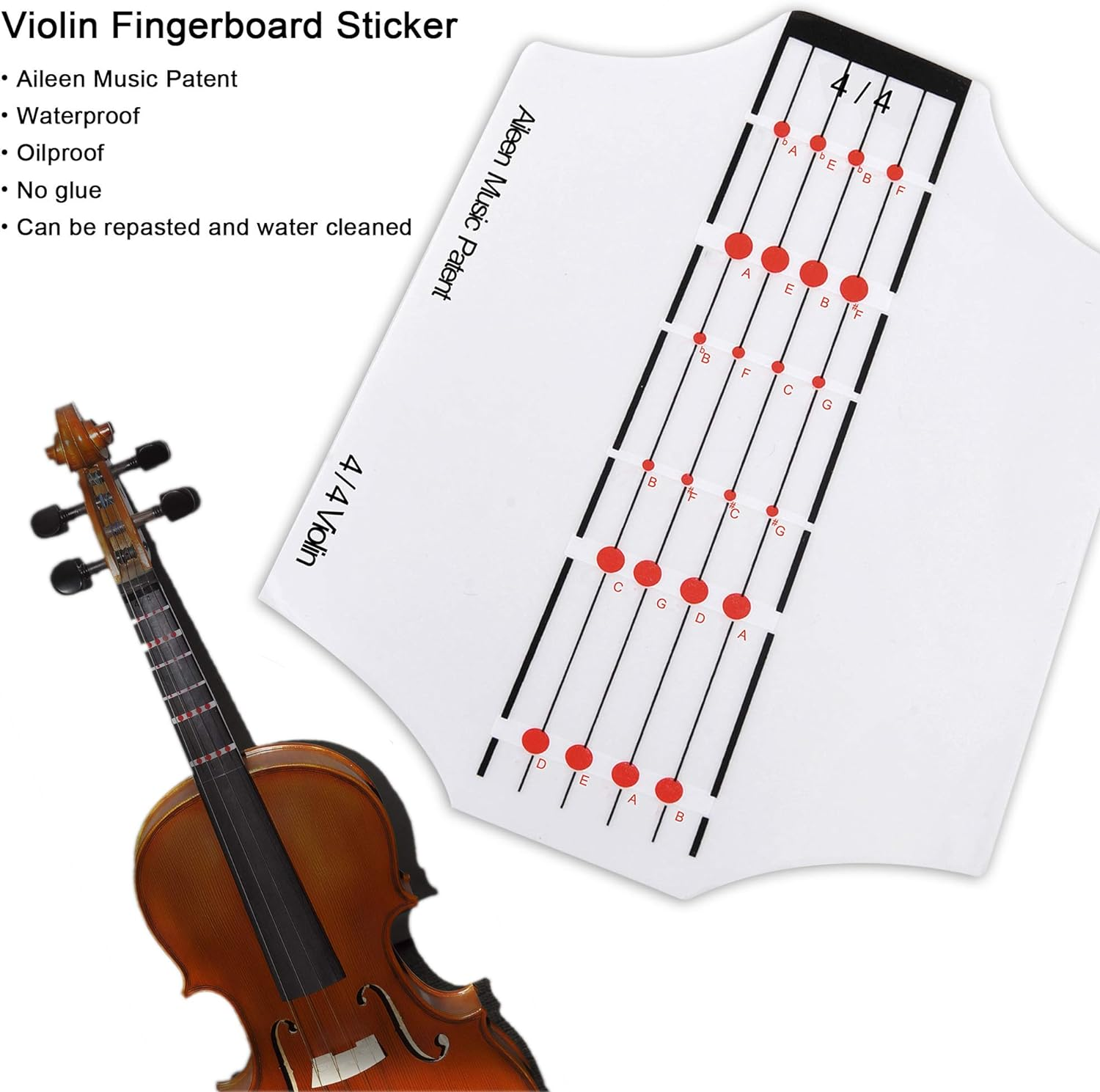 Aileen Violin 4/4 Full Size for Beginners with Fingerboard Sticker, User Manual, Hard Case, Bow, Rosin, Bridge, and Polishing Cloth image number 1