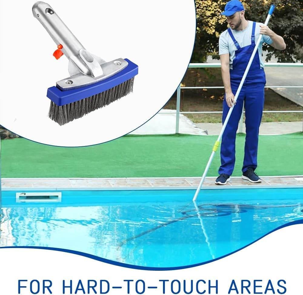 2 Pack Pool Brush Head,Pool Wire Cleaning Brush,Swimming Pools Cleaning Supplies,Swimming Algae Brush,Removes Stubborn Stains from Pools,Steps,Walls,Tiles image number 5