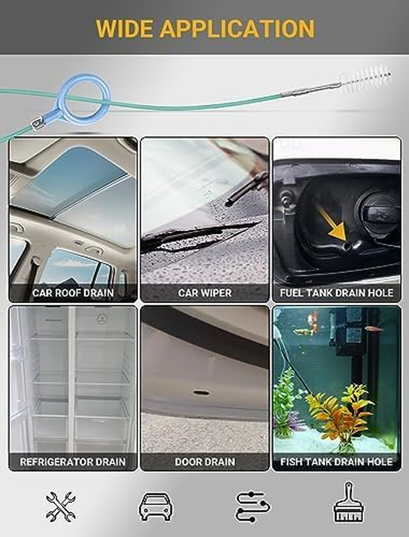 2-Packs Auto Sunroof Drain Cleaning Tool, 78 Inch Flexible Drain Brush Pipe Cleaners for Car, Tube Cleaning Brush Slim Drain Dredging Tool Perfect for Car Sunroof, Windshield Wiper Drain Hole image number 2