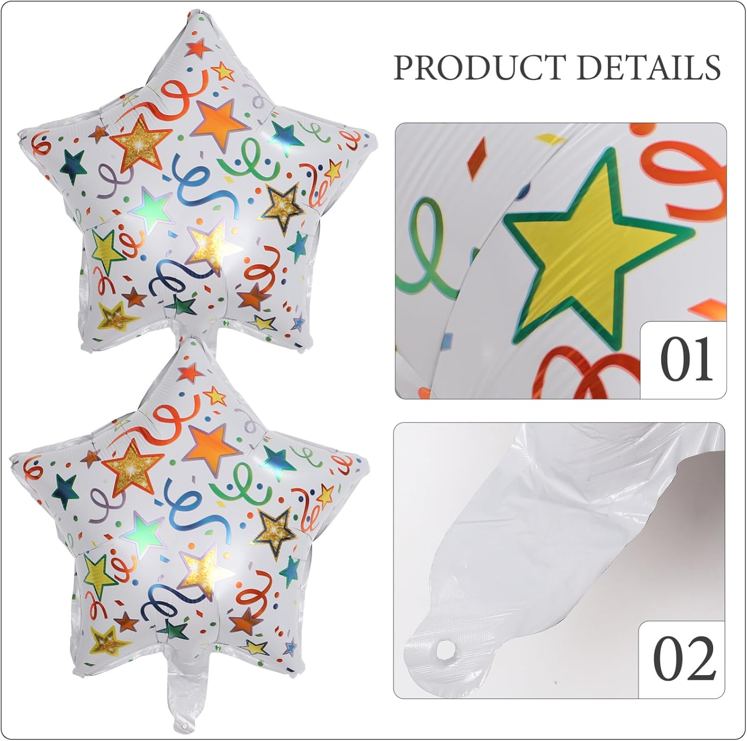 10Pcs Aluminum Foil Star Balloons: 17In Festival Sequin Balloons Star Balloons Decorations Balloons for New Year Christmas Party image number 2