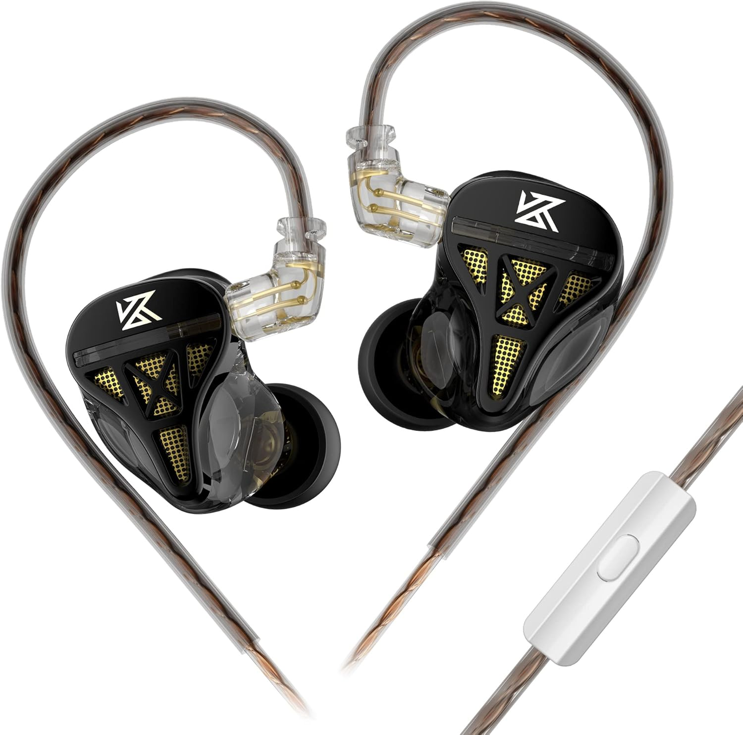 KZ DQS Hifi in Ear Monitors Dynamic Driver High-Precision Voice Coil In-Ear Earphone Headphone IEM with 2PIN 0.75Mm OFC Detachable Cable for Stage Show, Work (With Mic)