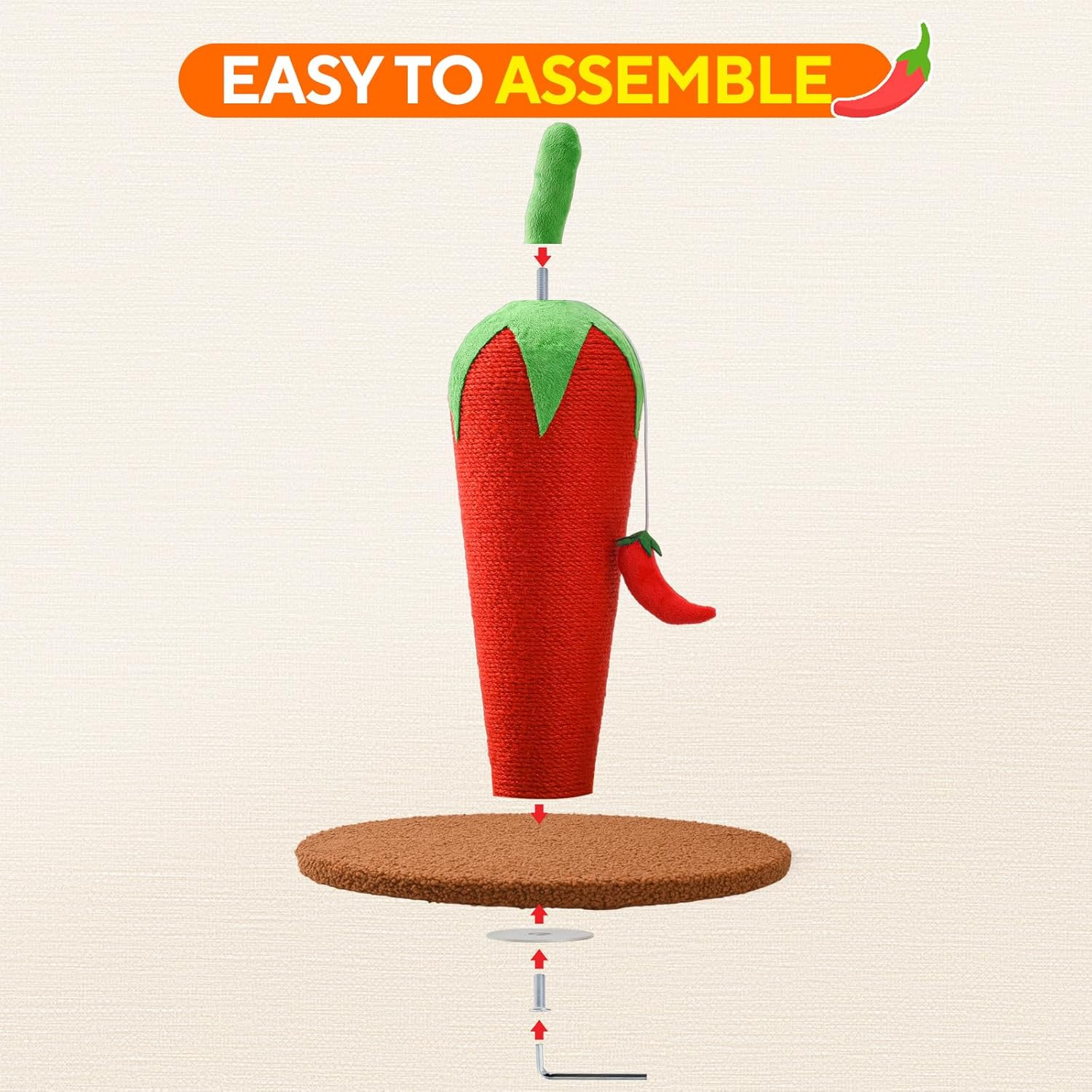 LIFLIX Chill Cat Scratching Post, Cute Sisal Cat Scratcher with Dangling Toy, Scratching Post for Indoor Cats and Kittens image number 3