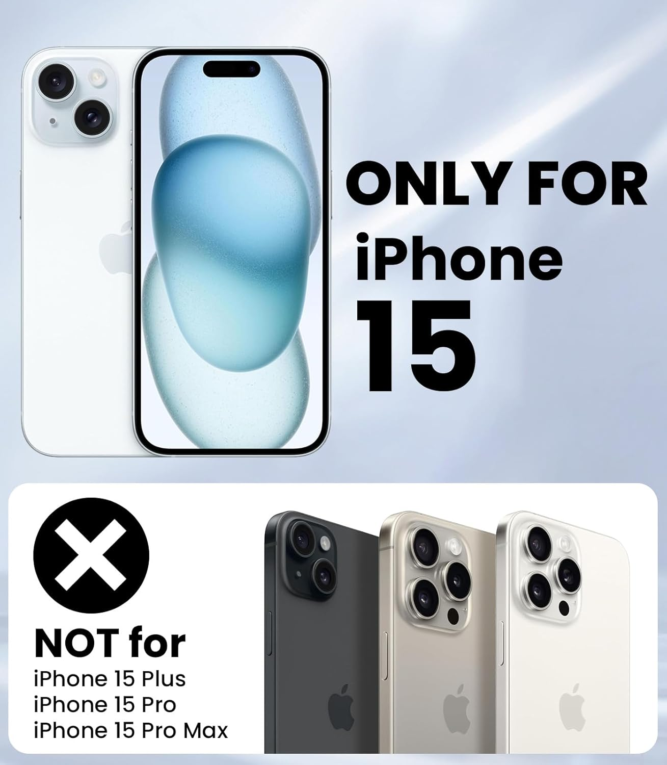 Nicekool Case for Iphone 15 with Card Slot, Silicone TPU Case Card Case Shockproof Armor Protective Bumper Mobile Phone Case Heavy Duty Cove Wallet Case, Black image number 5