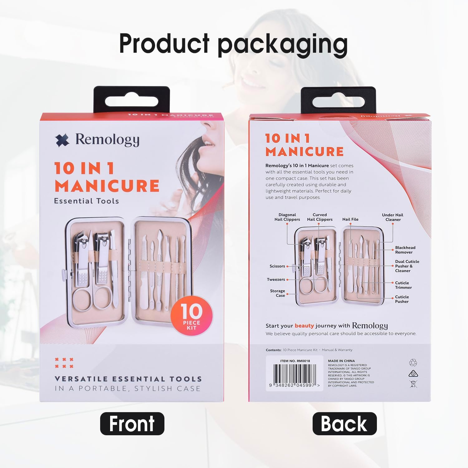 Remology Manicure Set Nail Clipper 10 in 1 Set, Stainless Steel Nail Care Toe Finger Nail Clipper Grooming Tools Personal Care Tools with Portable Travel Case, Manicure Pedicure Tools Grooming Kits,Gifts image number 1