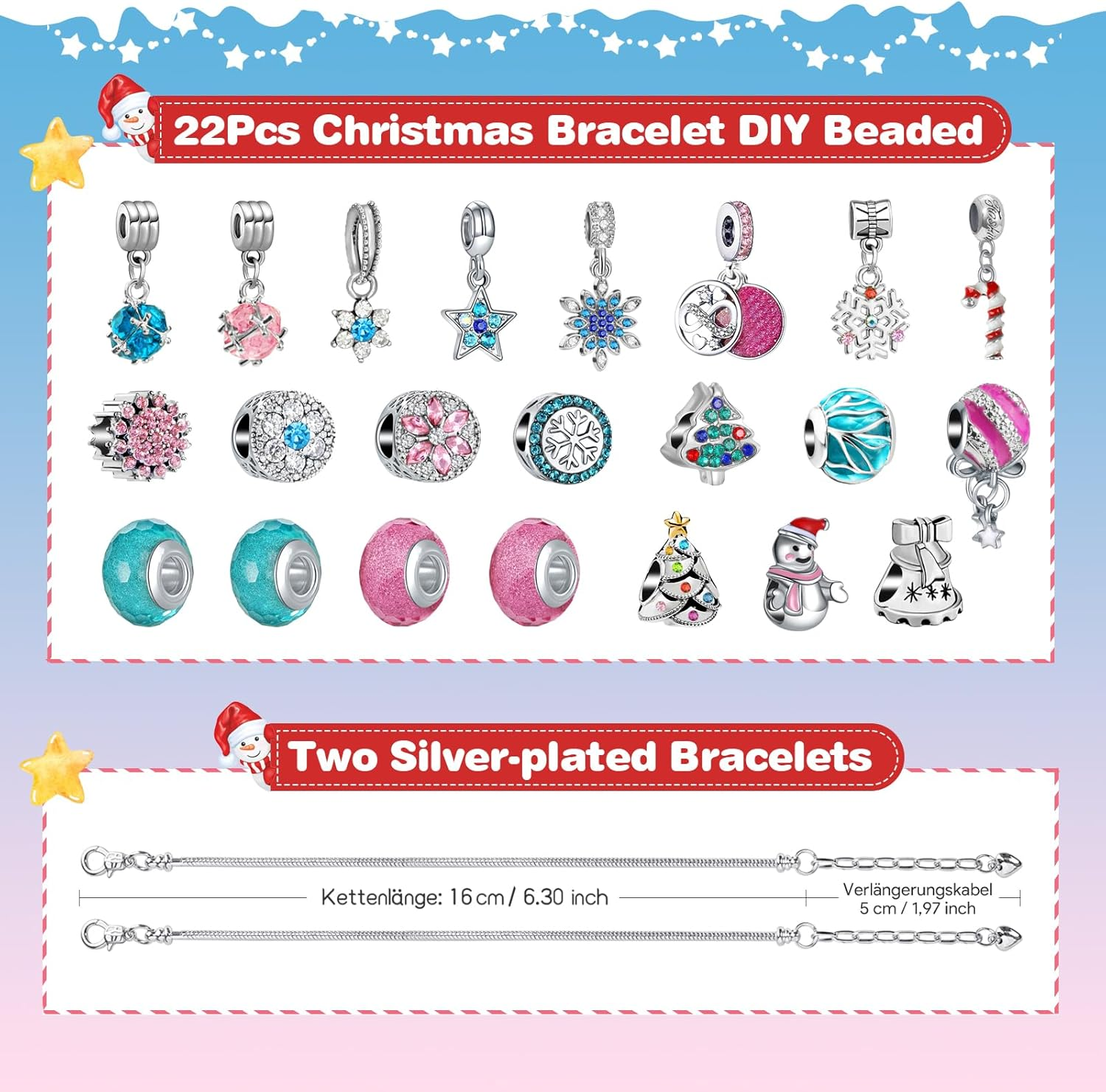 Advent Calendar 2023 Kinder, Advent Calendar Jewellery Kit for Making Bracelets Crafts Gifts for Girls, DIY Bracelet Advent Calendar Gift Girl 5 6 7 8 9 10 11 12 Years, Pink image number 2