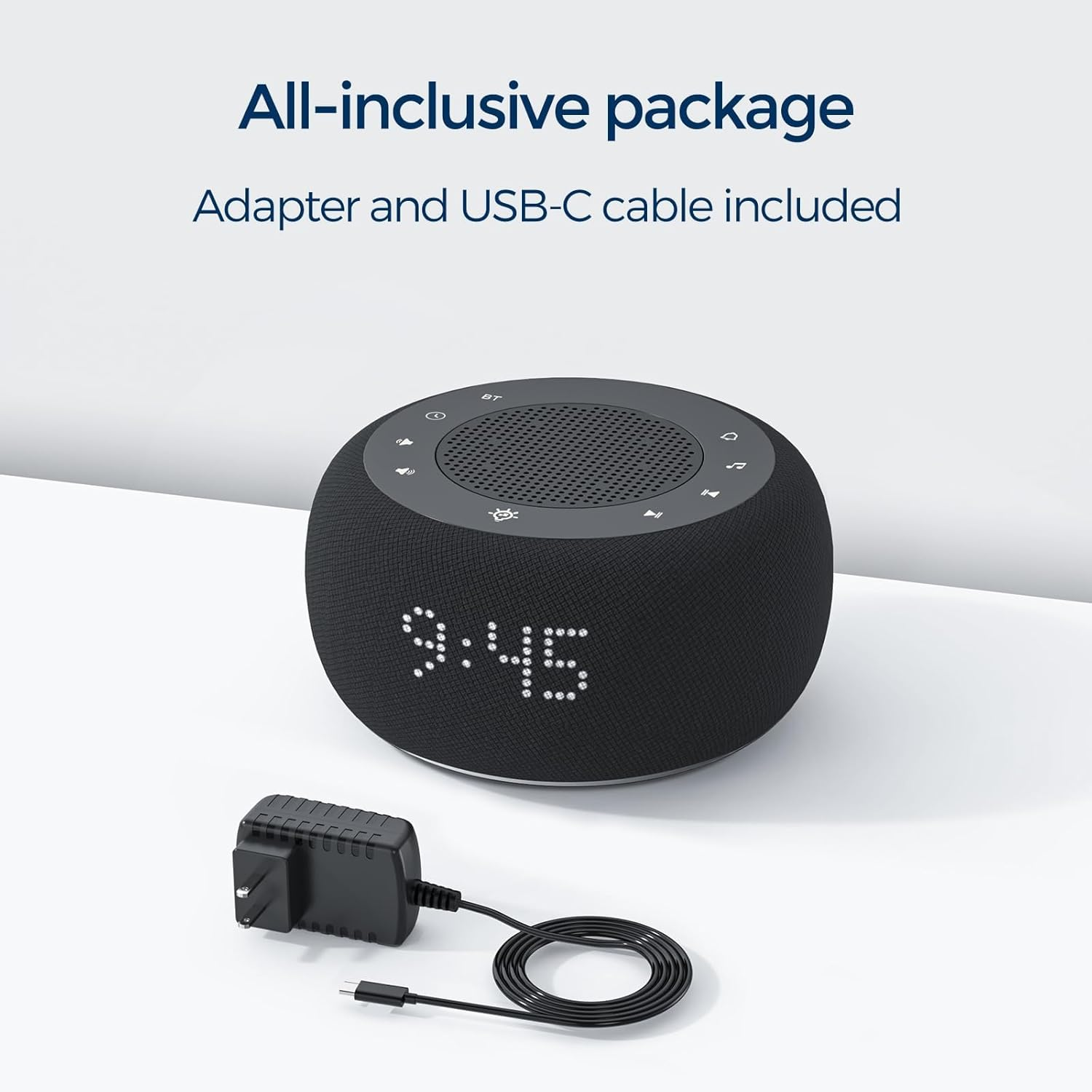 Updated White Noise Machine with Bluetooth, 25 Soothing Sounds & 8 Wake-Up Tones, Rechargeable Sound Machine for Adults and Babies, Night Light, Timer, Memory Function - Ideal for Travel and Home Use image number 4