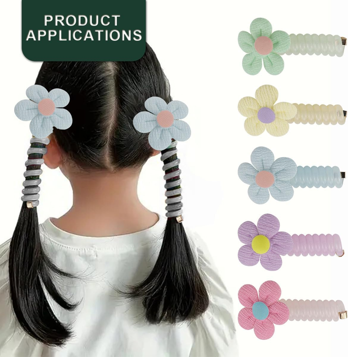 FERCAISH Pack of 10 Colourful Telephone Wire Hair Bands, Spiral Hair Ties, Braided Telephone Cable Hair Bands for Children, Girls and Women image number 1