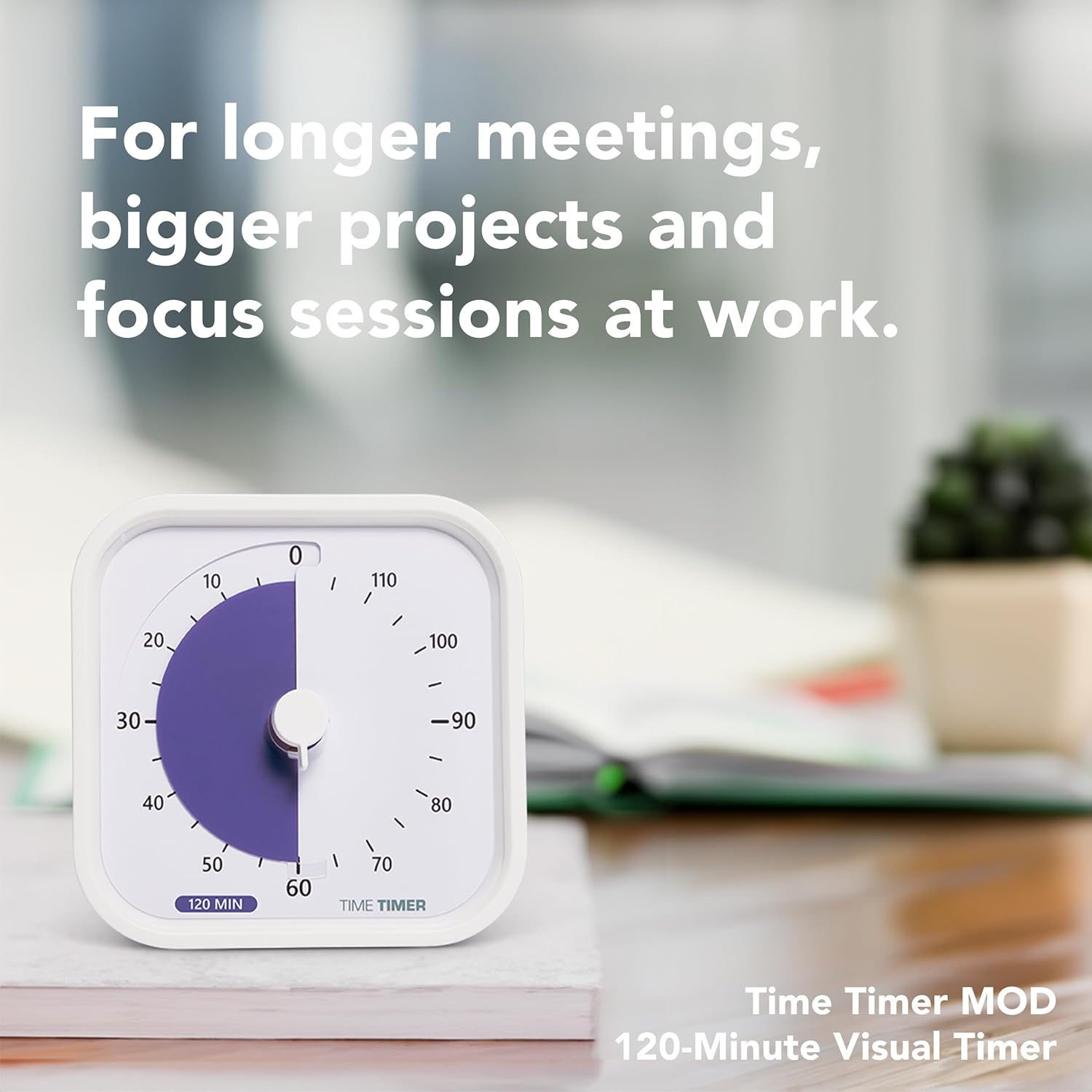 TIME TIMER 120 Minute Mod Education Edition Desktop Visual Timer for Classrooms, Exam Timer, Study and Meeting Tool with Quiet Operation (White) image number 4