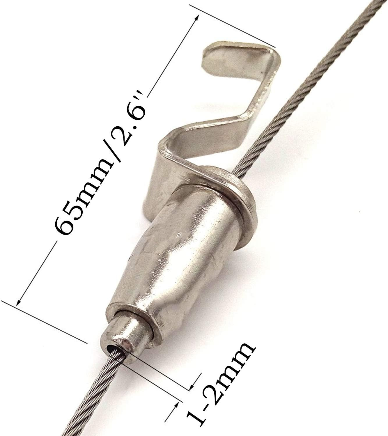 HAN SHENG 18 Pcs Adjustable Metal Art Gallery Display Wire Rope Hanger Hooks Picture Rail Hooks Hanger System Accessories for 1Mm-2Mm Wire Rope