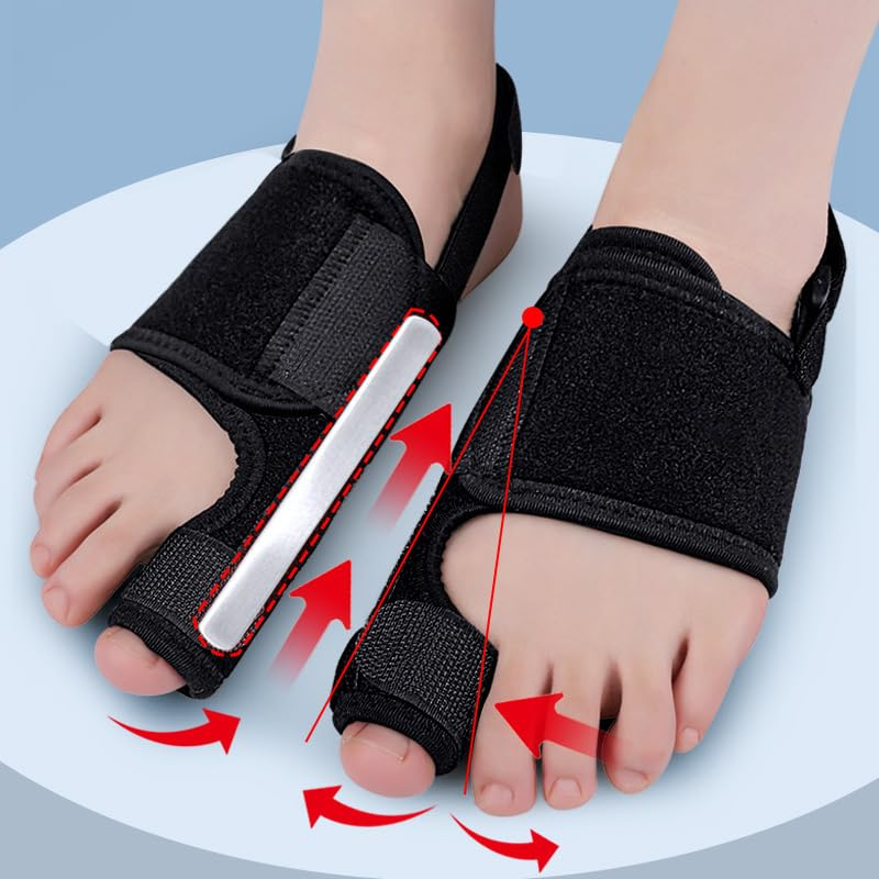 2 Pieces Bunion Corrector for Women Bunion Splint & Big Toe Straightener, Brace Splint Pads Bunion Big Toe Separators Straightener (Black, One Size) image number 4