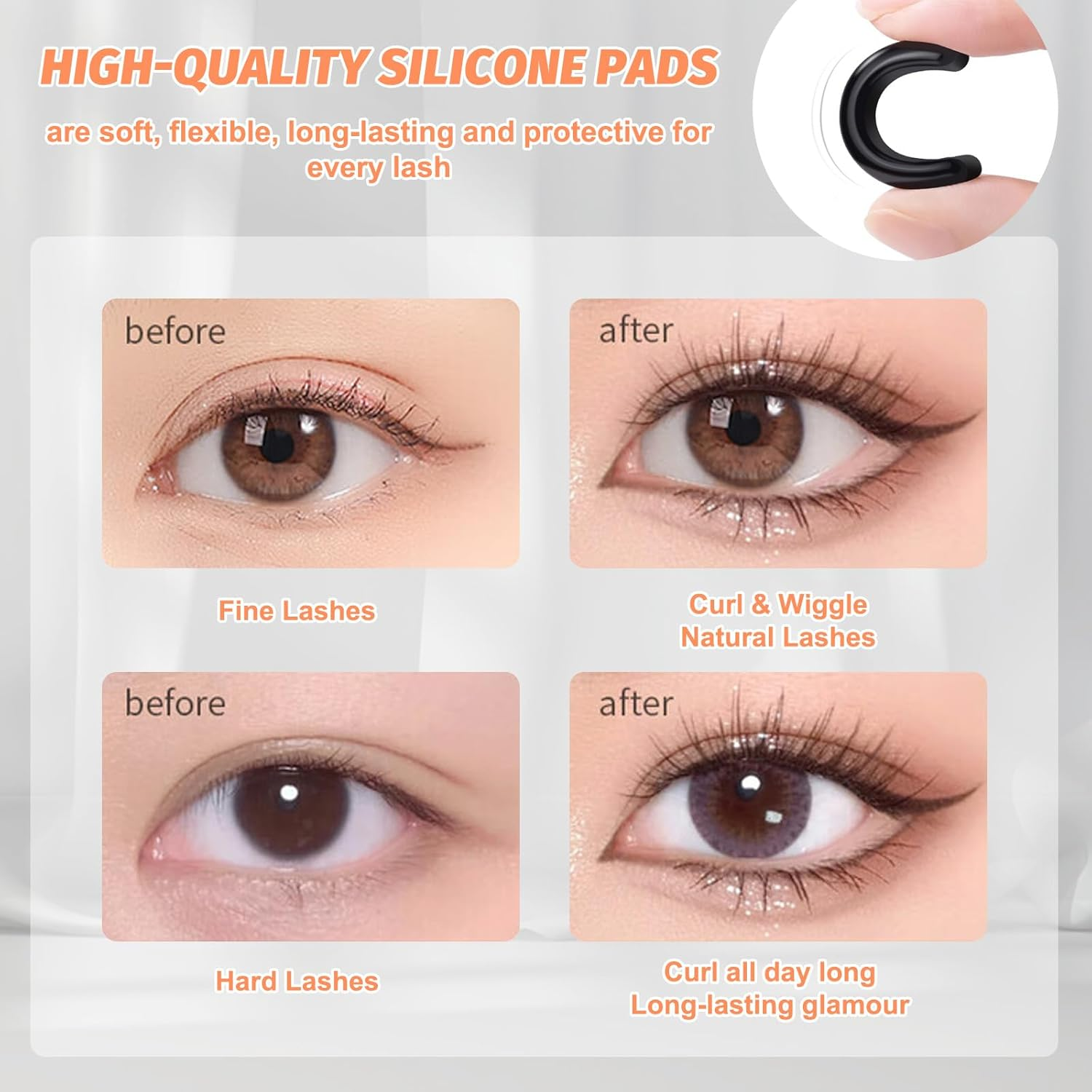 Eyelash Curler Set - Upper and Lower Lash Curlers with 6 Replacement Pads - Premium Metal Eyelash Curling Tool - Elegant Gift Box Included for Stunning Lashes（Rose Gold） image number 5