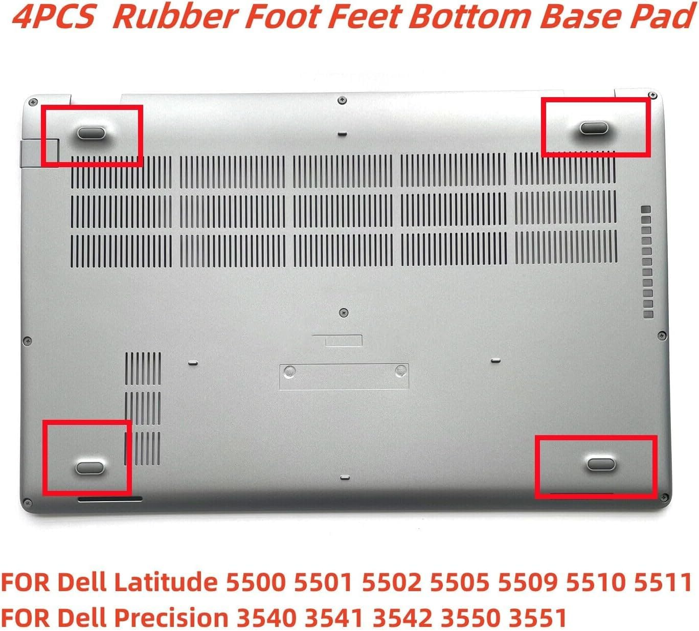 HSSDTECH Laptop Rubber Feet Strips for Dell Latitude 5500 5501 5502 5505 5509 5510 5511 Precision 3540 3541 3542 3550 3551 Laptop Bottom Cover Case Non-Slip Bumper Rubber Foot Feet Pad（1.4*0.5*0.3Cm） image number 1