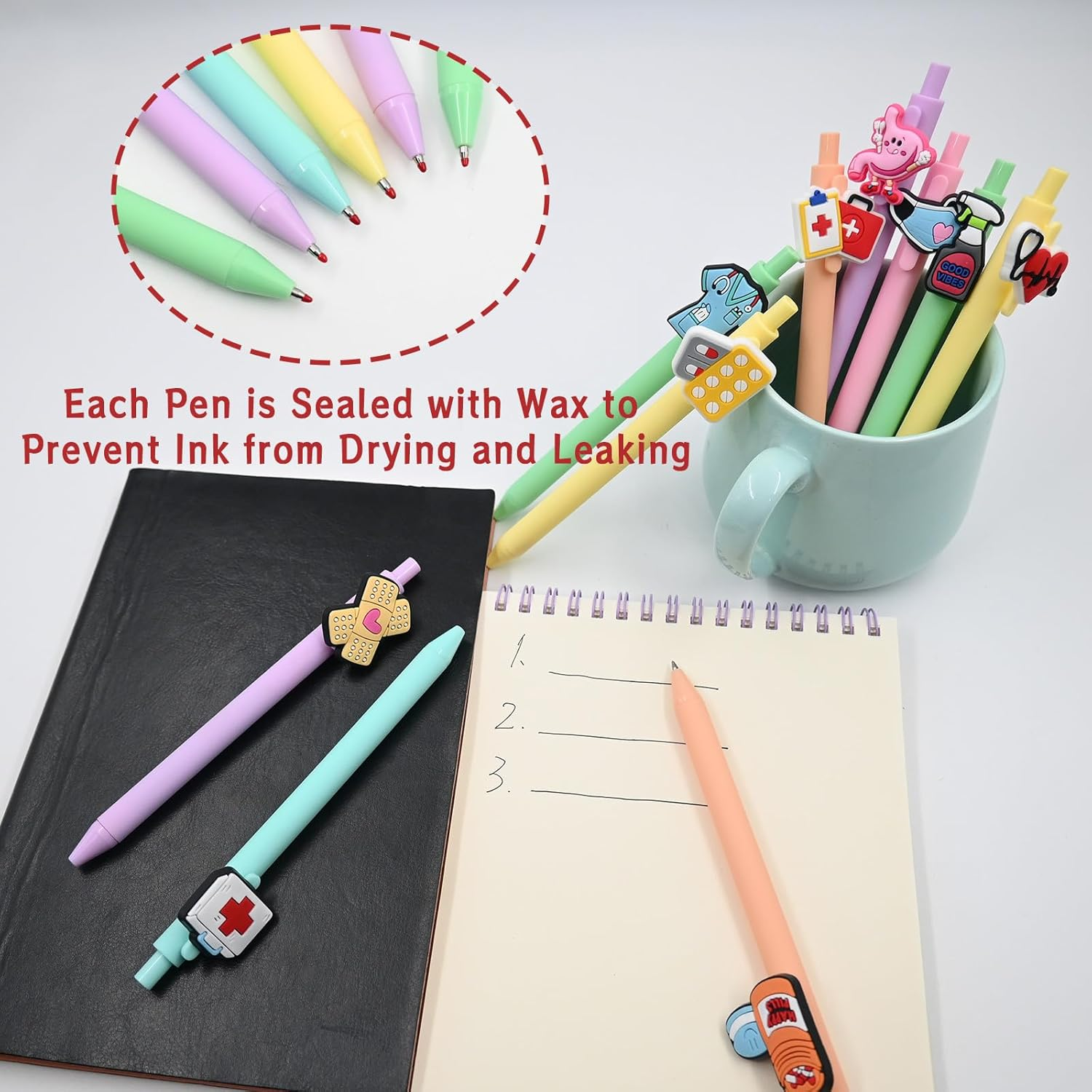 10 PCS Cute Nurse Pen, Novelty Nursing Ballpoint Pens, Funny Pens for Nurses Nursing Student Gifts, Fancy Nurse Appreciation Gifts Office Adults Workers Essentials image number 4