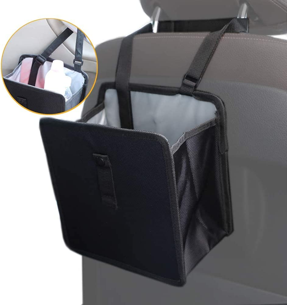 Hanging Car Trash Bag Can Premium Waterproof Litter Garbage Bag Organizer 1.85 Gallon Capacity Black Powertiger image number 1
