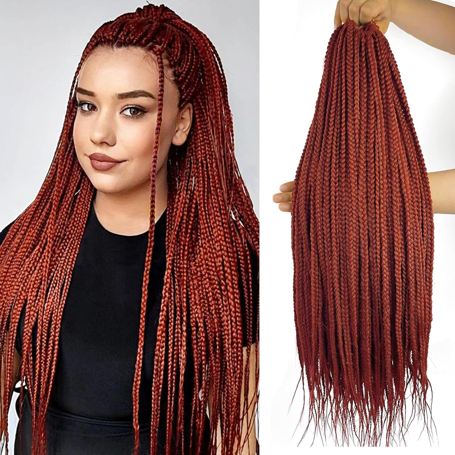 AMLUCKS Box Braids Crochet Hair 6 Packs Pre Looped Knotless Medium 3X Braids Goddess Box Braids Crochet Hair Extensions for Black Women Braiding Hair (350#, 14Inch)