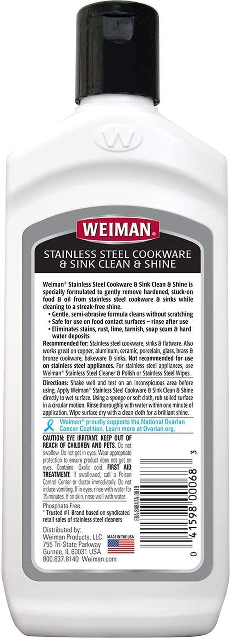 Weiman Stainless Steel Sink & Cookware Clean & Polish - Multi-Purpose Kitchen Cleaner for Steel Cookware, Sinks & Flatware - Removes Stains, Rust & Water Marks - Lime Scent, 227 Ml, Pack of 2