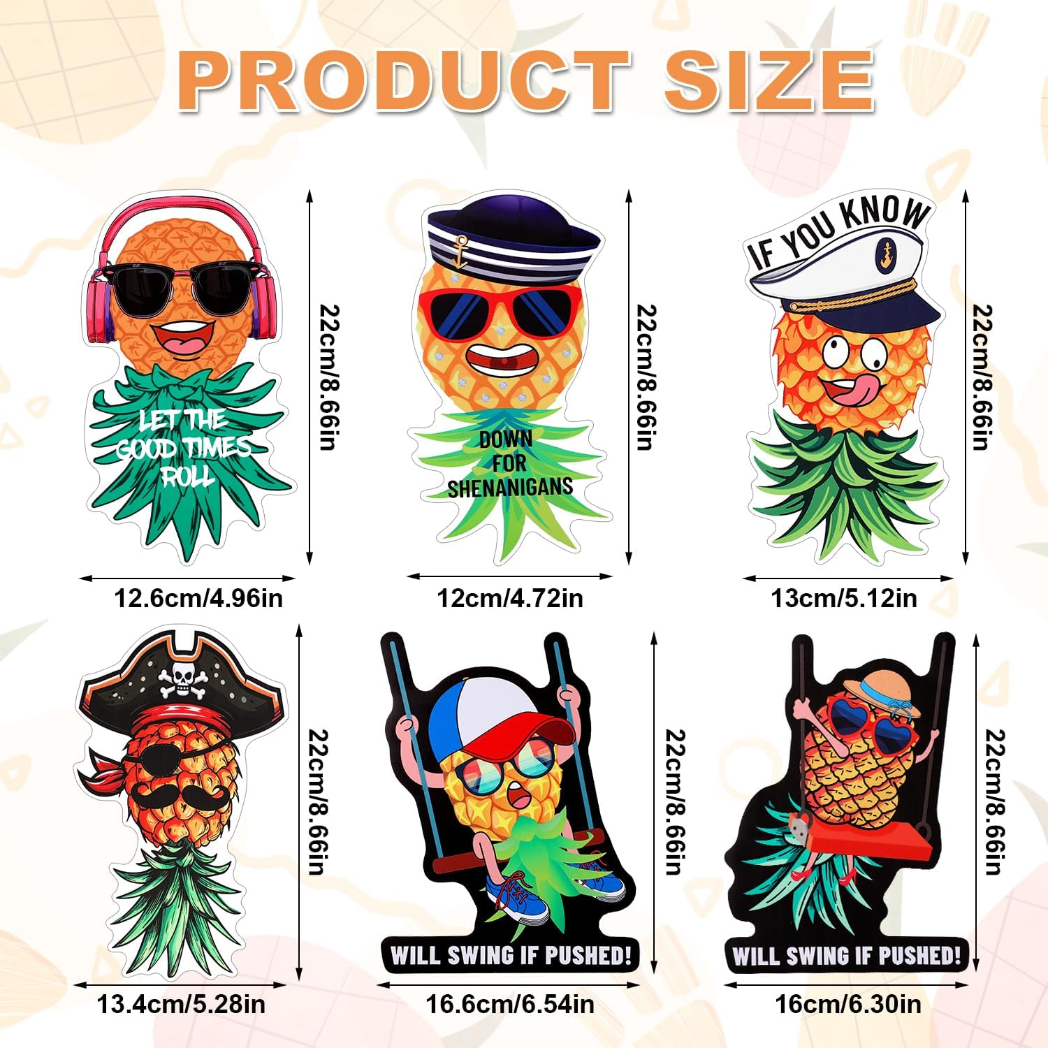 6Pcs Upside down Pineapple Cruise Door Magnets, Funny Large Carnival Ship Cabin Door Decoration Magnetic for Refrigerator Fridge Car Decor image number 3