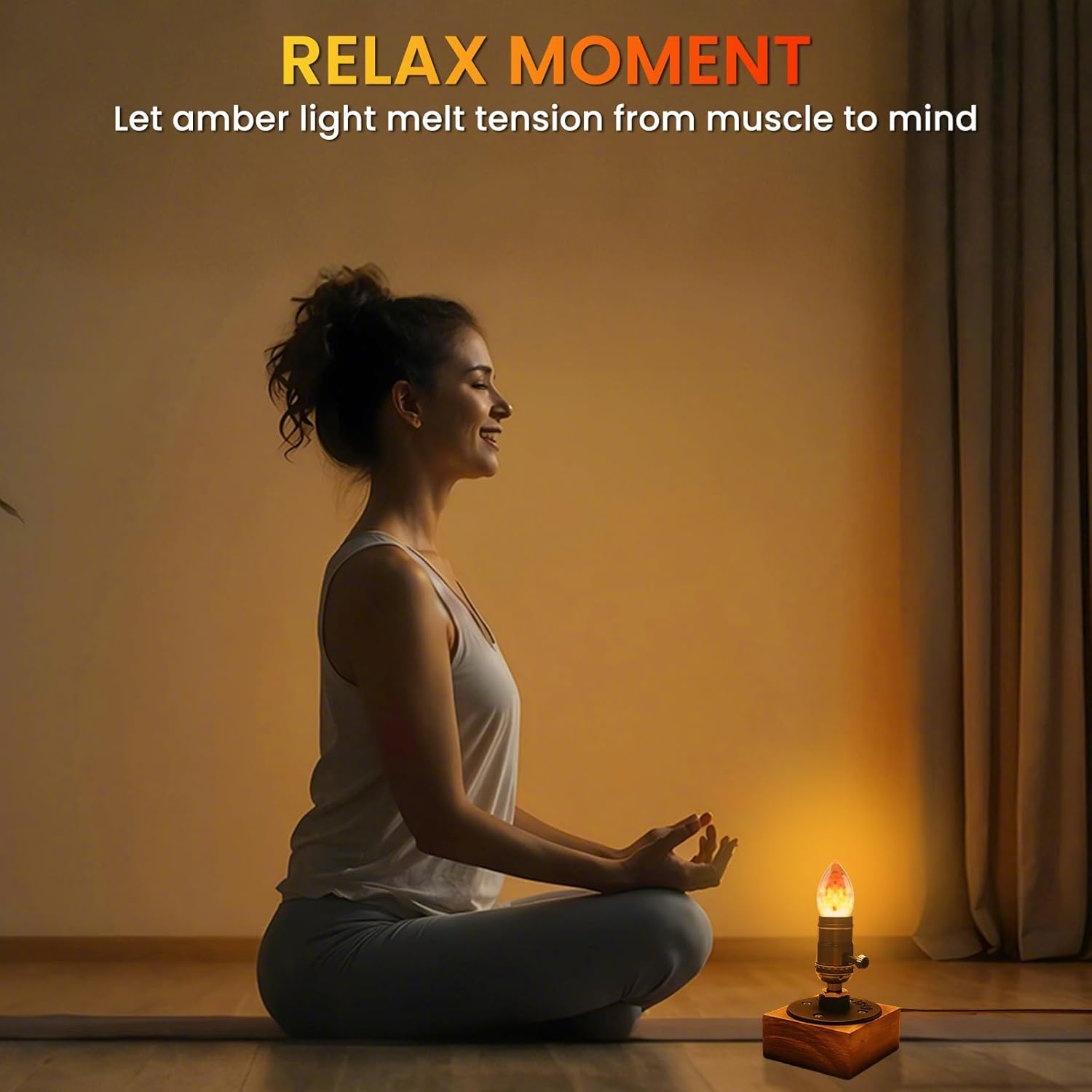 Brightark Himalayan Salt Lamp LED Light Bulbs, E27 2200K Warm Amber Pink, 3W Mood Lighting Night Light, C35 Salt Rock Stress Relief Bulbs for Bedroom, Decor, Sleep Light, Non-Dimmable, 2Pack image number 4