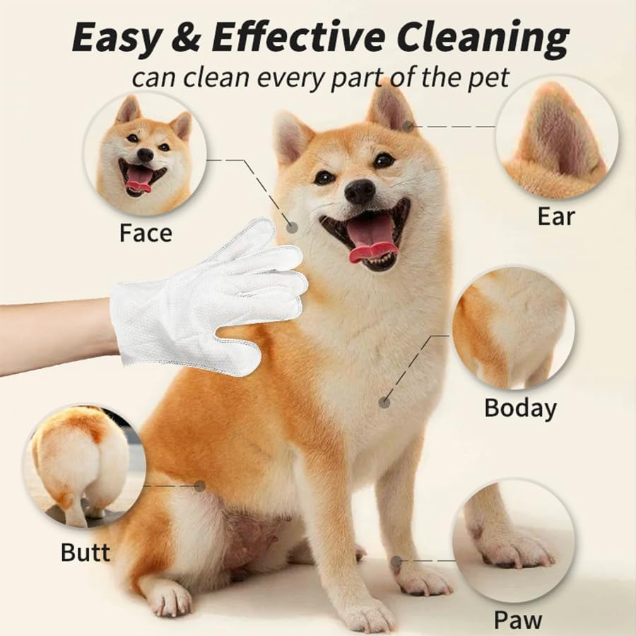 Mumoo Bear 18PCS/3PACK Cleaning Wipes Gloves for Dog and Cat,Pet Bathing Wipes Cleaning & Deodorizing,Dog Wipes for Body Paws Butt Daily Care,Cat Grooming Wipes Cleaning Fur Traveling Rinse Free image number 6