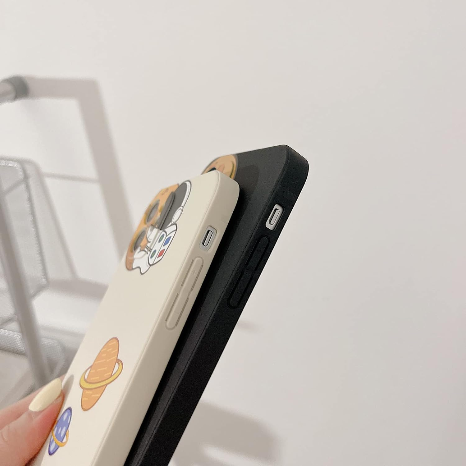 Yonds Queen for Iphone 13 Mini Cute Case, Cartoon Astronaut Space Moon Planet Design Stylish Bumper Cover TPU Rubber Protective Shockproof Fashion Case(Black Moon, Iphone 13 Mini) image number 3