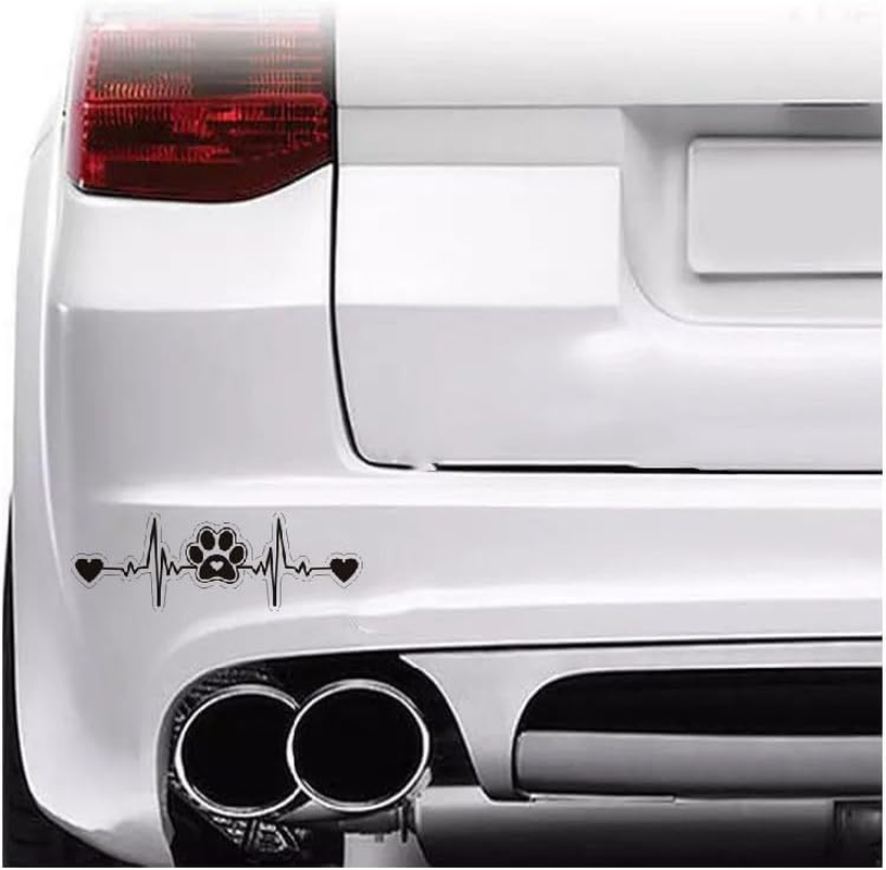 MAKTEM Paw Print Silhouette Heartbeat Car Sticker, Warning Dog on Board Decal, Dog on Board for Pet Lovers, Animal Lover, Paws on Board (Black) image number 3