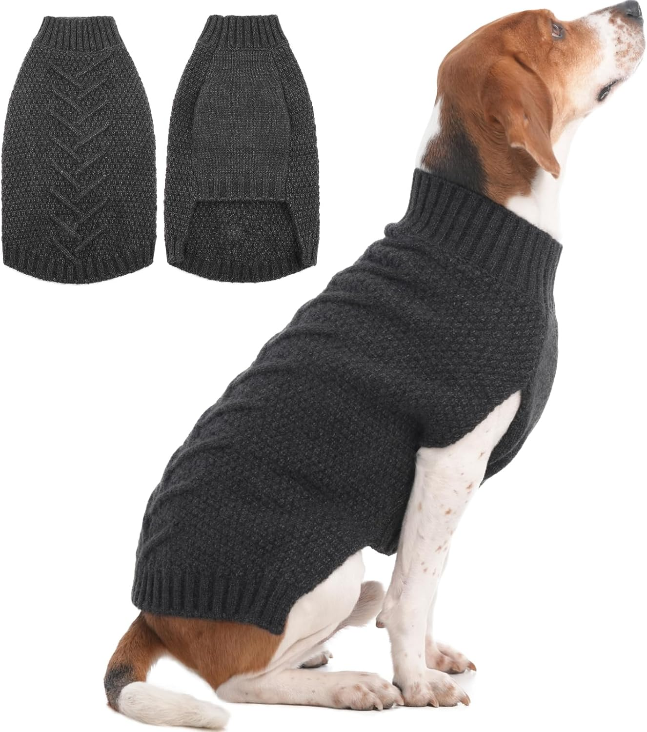Iecoii Dog Sweater,Dog Sweaters for Medium Dogs Girl and Boy,Thermal Knitted Dog Christmas Sweater for Cold Weather,Small Medium Dog Sweaters for Christmas Outfits,Pug,Dachshund Sweaters,Darkgrey-Xl image number 5