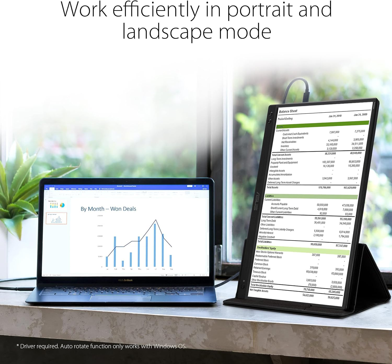 ASUS Zenscreen Portable Monitor 15.6" 1080P FHD Laptop Monitor (MB166C) - IPS USB-C Travel Monitor, Flicker-Free and Blue Light Filter W/Smart Cover, External Monitor for Laptop & Macbook image number 3