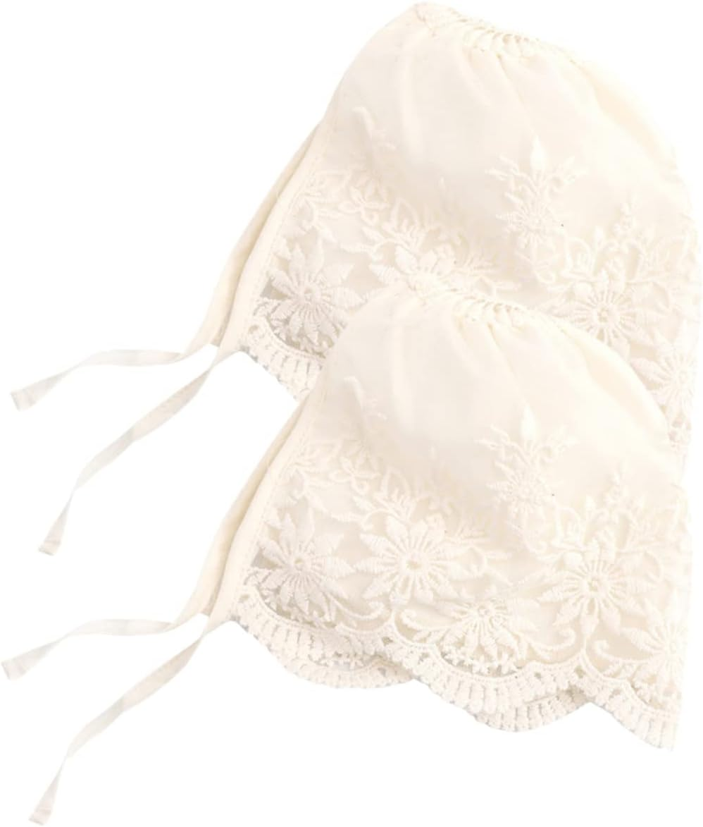 2Pcs Girl Bonnet Soft Lace Head Wraps for Newborns Elegant Sun Protection Hats Present for Showers and Dedications Comfortable Fit for Delicate Skin image number 4