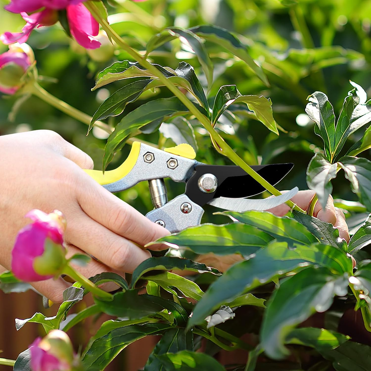 JARDINEER 3PCS Extendable Anvil Loppers Shears Set, Branch Cutters Heavy Duty with 2 Inch Clean Cut Capacity, 28-38.5" Telescopic Tree Trimming Long Handle with SK5 Spare Blade