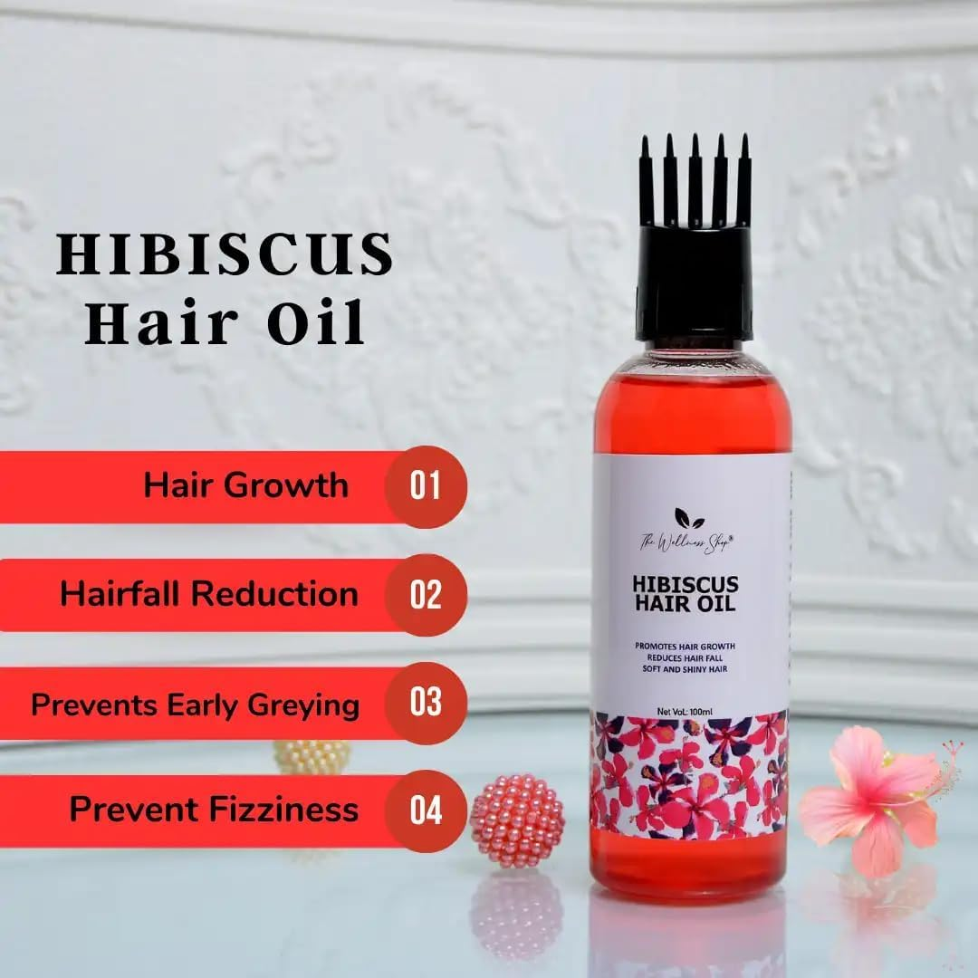 Green Velly the Wellness Shop- Hibiscus Hair Oil, Natural Promote Hair Growth Hair Oil, All Scalp Types, Dry, Reduces Hair Fall, Soft and Shiny Hair for Women 100Ml image number 3