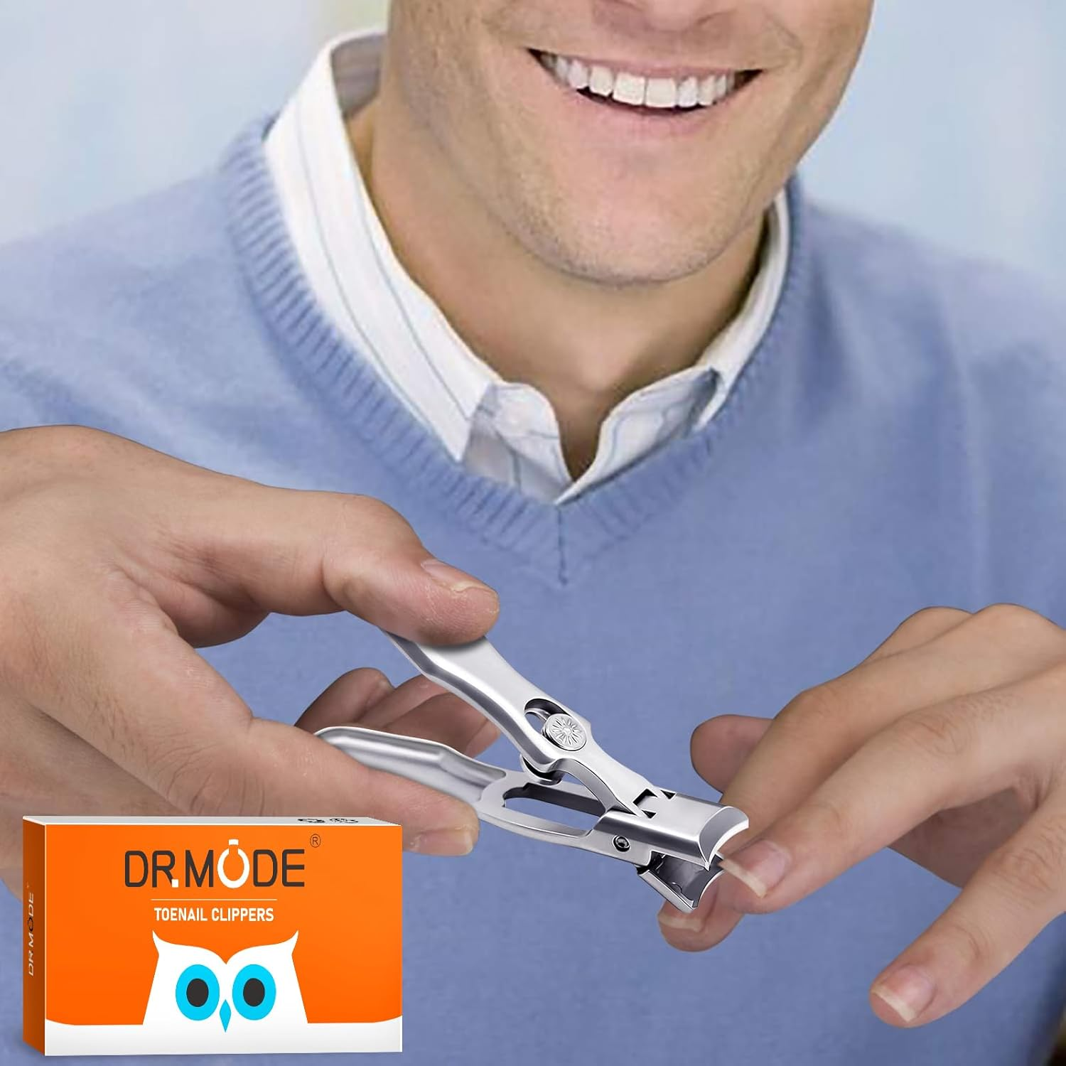 2024 Upgrade Nail Clippers for Men Thick Nails - DRMODE Large Wide Jaw Opening Toe Nail Clippers for Seniors, Heavy Duty Stainless Steel No Splash Fingernail Clipper Cutters Long Handle with Catcher image number 1