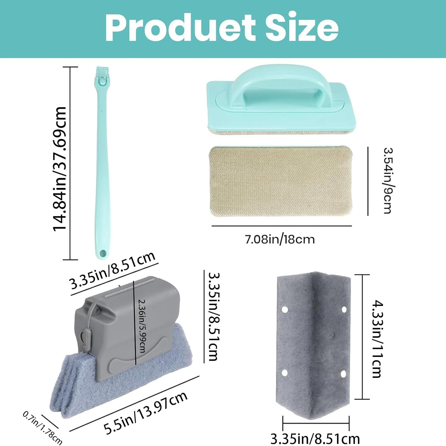 Sliding Door Track Cleaner - Window Screen Cleaner Brush - Professional Detachable Long Handle Scraper for Car Grout Vent Kitchen Fridge Bath Ceiling Glass Sink Oven image number 2