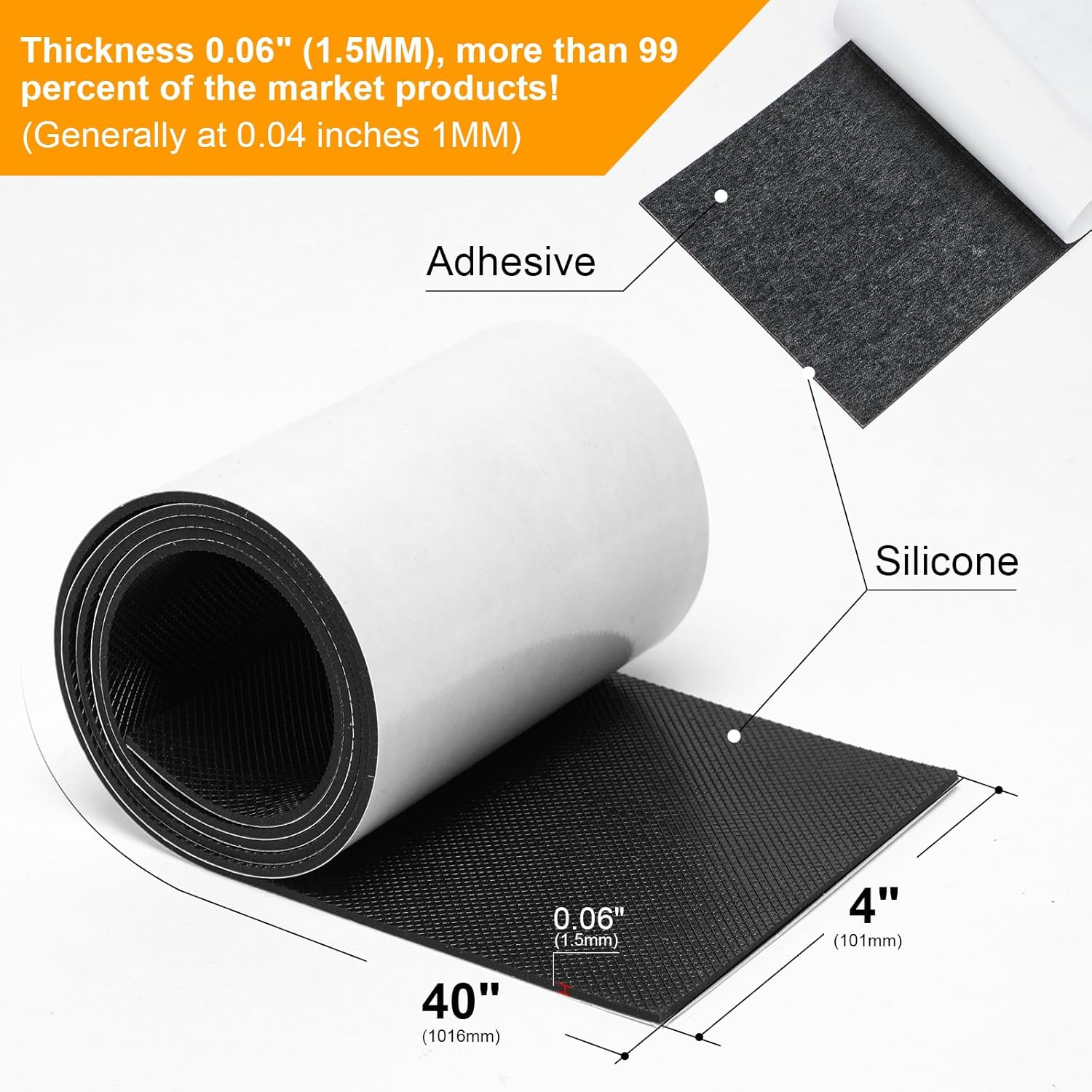 Non Slip Self Adhesive Silicone Cuttable Furniture Pads 4X40 Inch Rectangular image number 3
