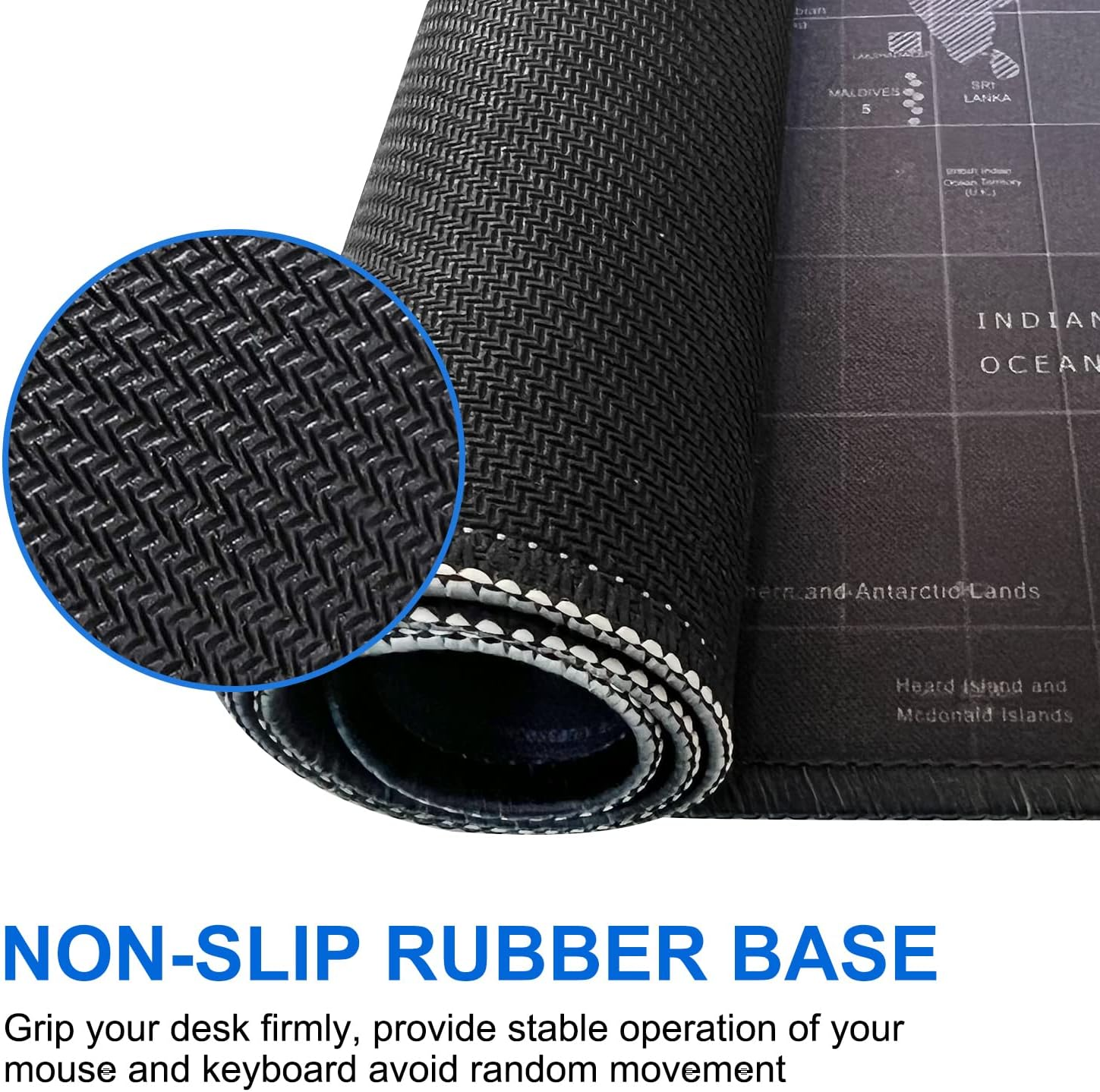 Lznyi Mouse Pad Large Gaming Desk Mat Extended Mousepad with Personalized Design Keyboard Pad for Laptop, Computer and PC - 600X300Cm Black World Map