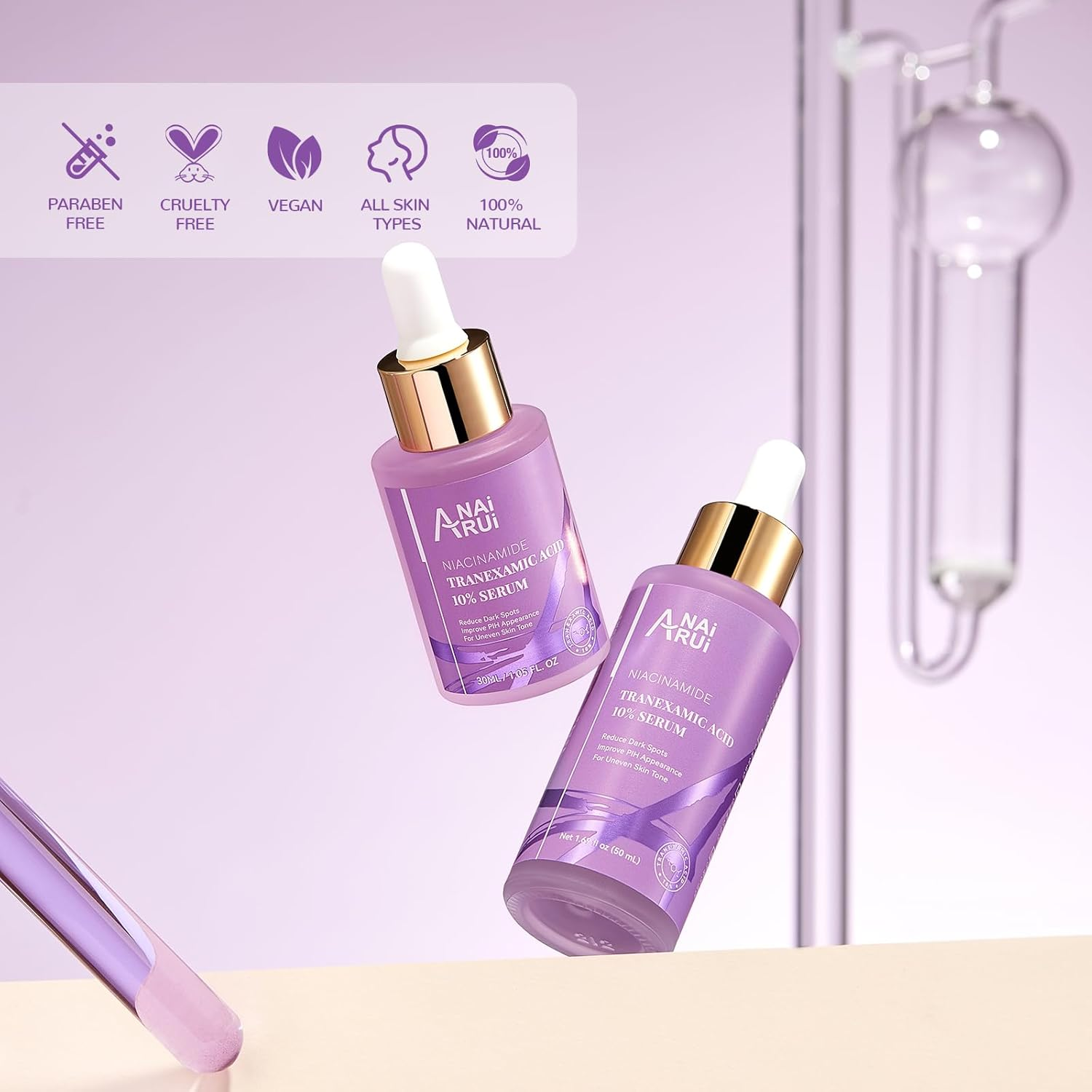 ANAI RUI 10% Tranexamic Acid Serum with Niacinamide,Kojic Acid,Ceramide, Skin Refining, for All Skin Types 1.69 Fl.Oz/50 ML image number 6