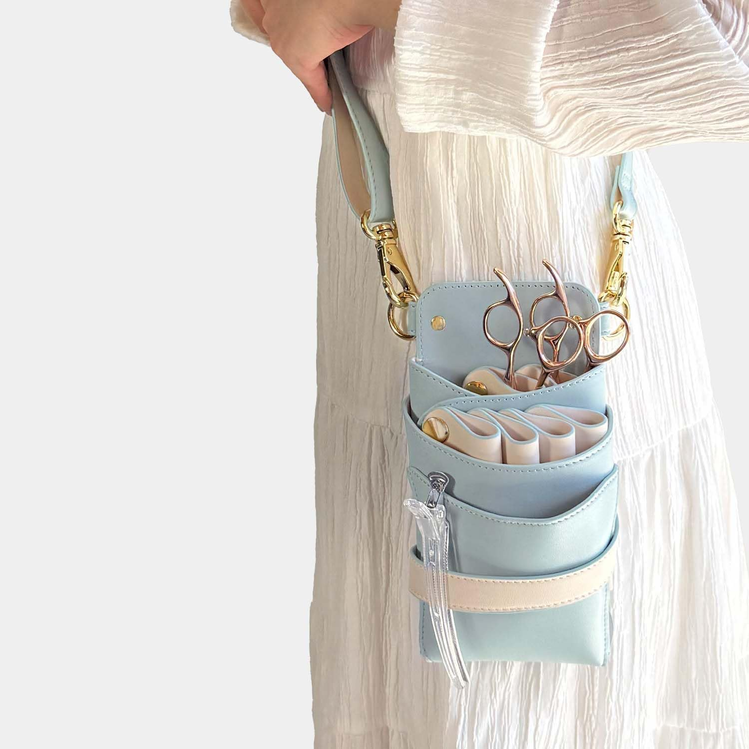 DEEDS S-416 Scissor Case for 4 to 6 Cells Siena Light Blue X Ivory image number 4