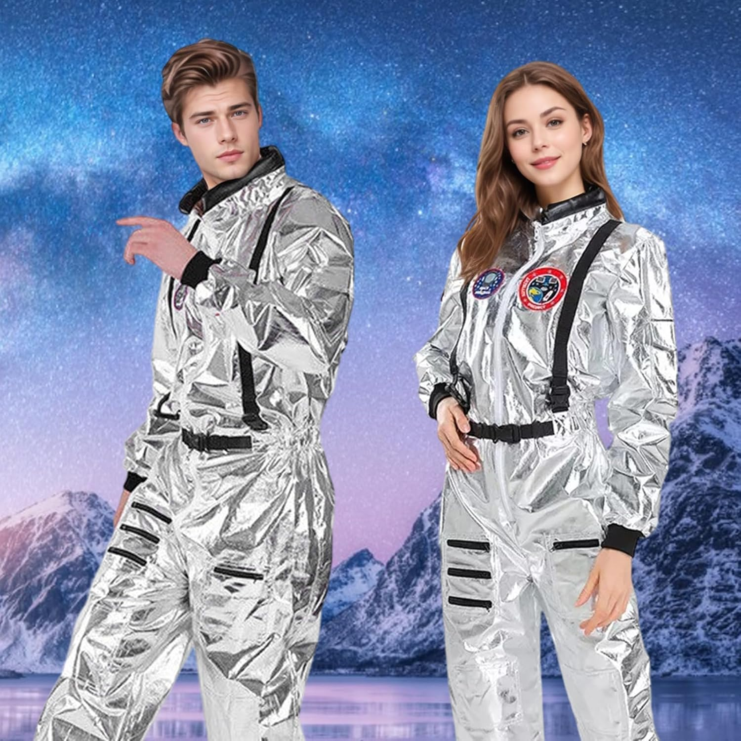 Astronaut Costume Astronaut Jumpsuit Costume for Men Women Spaceman Suit Fancy Dress Spaceman Cosplay for Adult