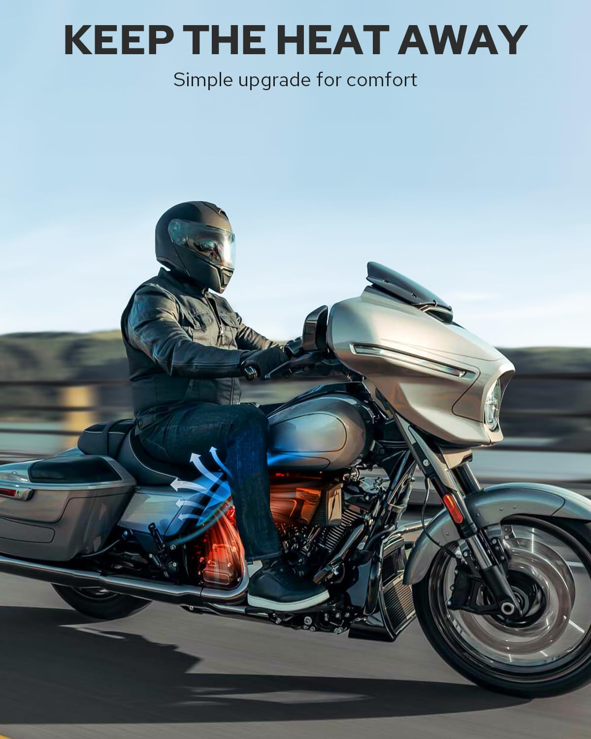 Evervanz Gloss Black Mid Frame Air Deflectors Heat Shields Deflector 2009-2025 Compatible for Harley Davidson Touring Street Glide Road Glide Electra Glide Road King Ultra Limited Tri Glide CVO image number 4