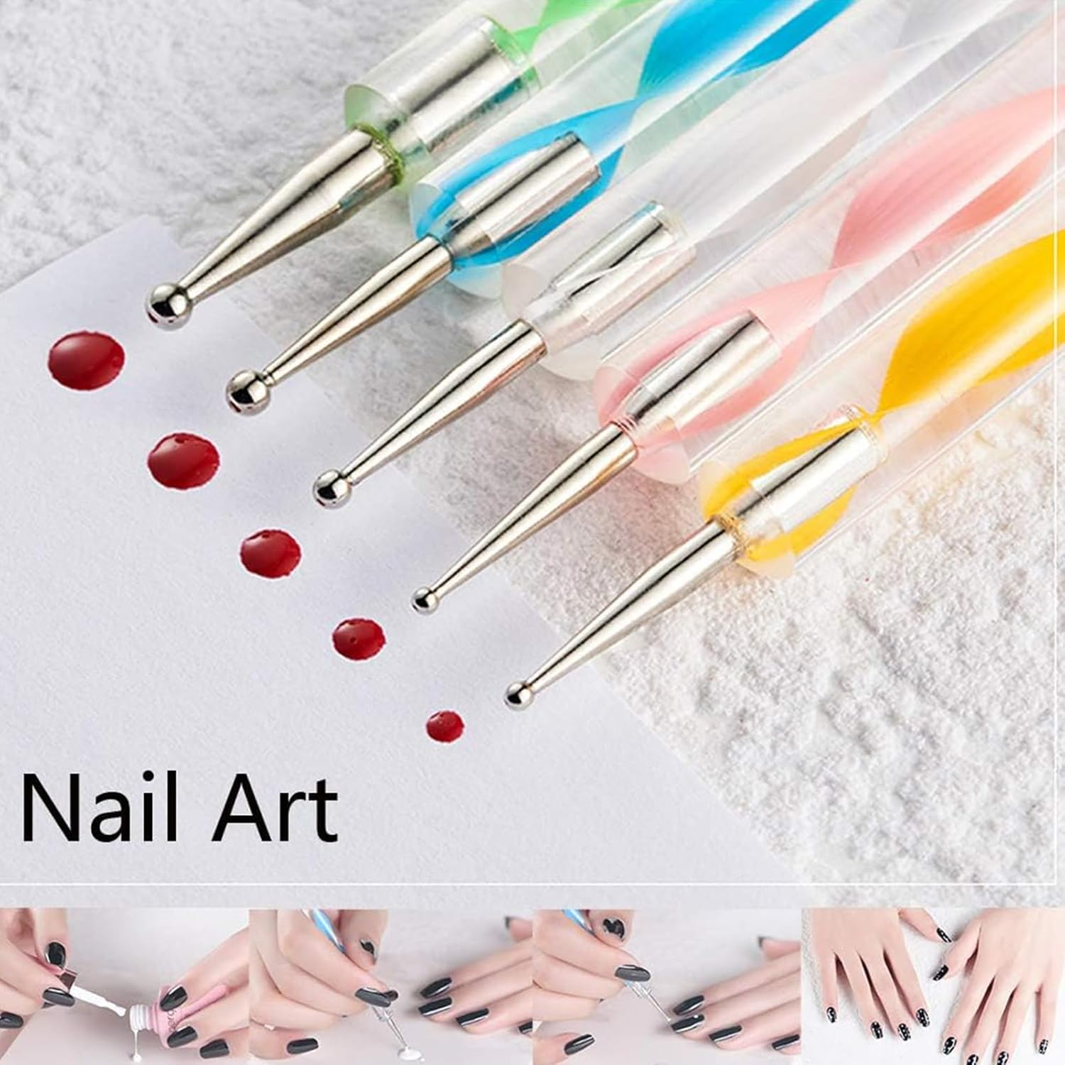Kzvsiy 10 Pcs Nail Art Dotting Tools Set, 2-Way Dotting Pen & Ball Tip Clay Sculpting Tools for Nail Art, Manicure, Mandala Drawing, Rock Painting, and Art Tracing image number 2