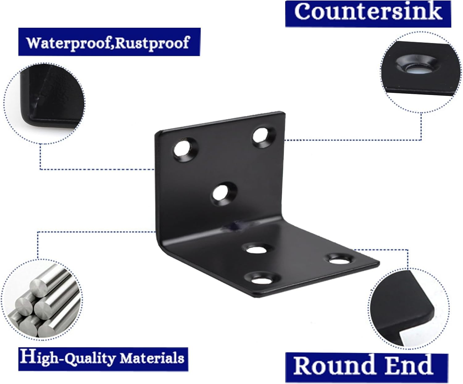 16 Packs Black L Bracke Corner Braces,Ymaiss Stainless Steel Joint Right Angle Shelf Support Bracket Corner Brackets 90 Degree Angle Brackets,L Shape Brackets 38Mmx30Mmx1.5Mm(Thick) image number 2