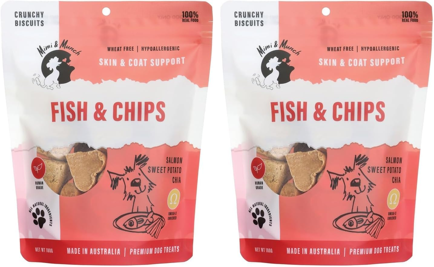 Mimi & Munch 100% Natural Fish and Chips Regular Dog Treats Biscuits 180 G image number 2