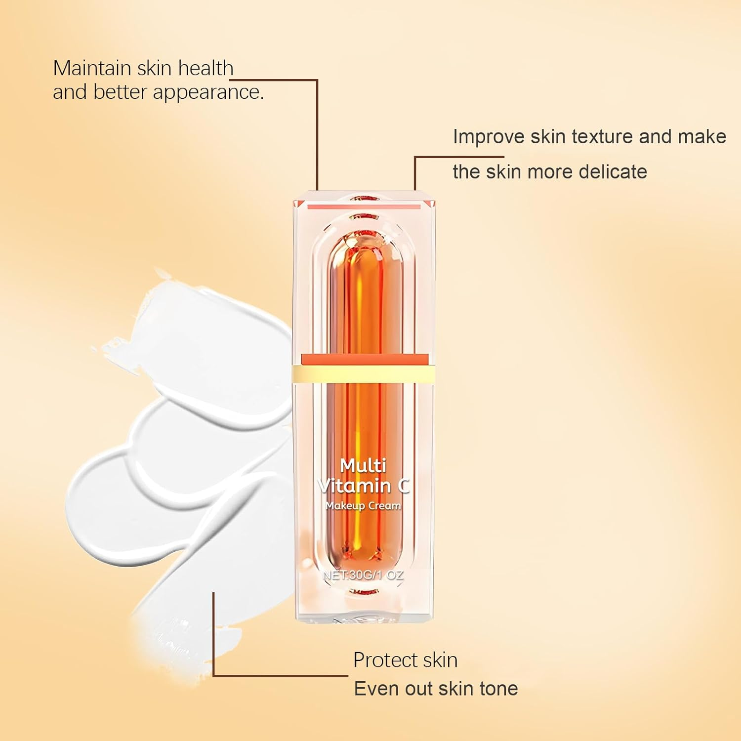 Japanese Vitamin C Tone-Up Cream, Multi-Vc Brightening Moisturiser, Lightweight Makeup Base with Hydrating Concealer, for All Skin Types, Daily Use, Natural Glow (1Pcs) image number 1