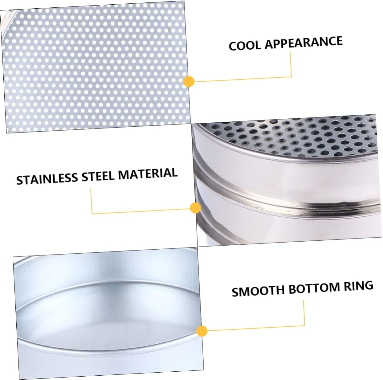 YARNOW 3Pcs Stainless Steel Mesh Sieve Garden Soil Sifter Fossicking Sieve for Soil Strainer image number 1