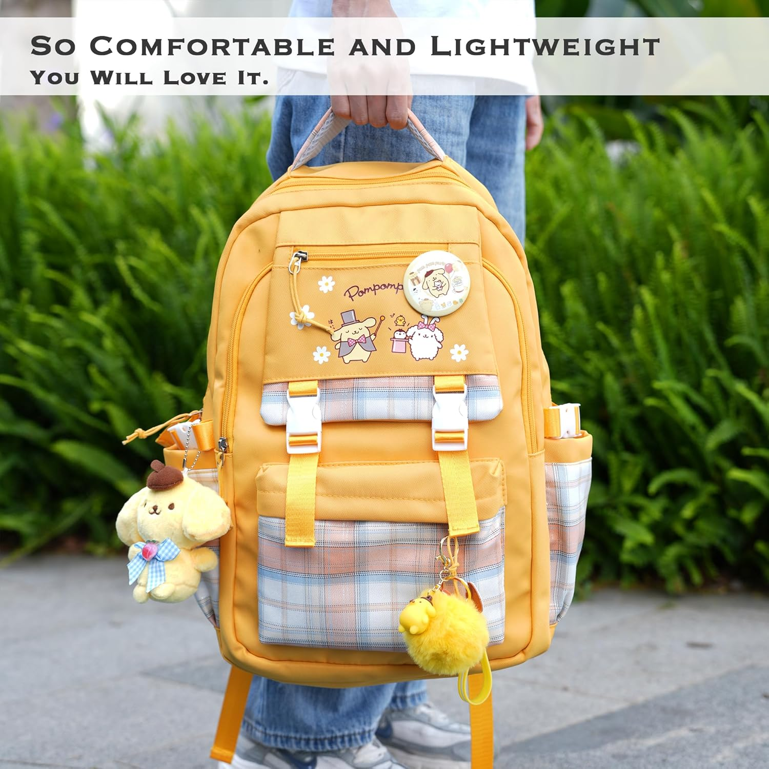 Juju Yellow Kawaii Backpack - Cute Kawaii Stuff Mochila Kawaii - Yellow Backpack - Cute Backpacks for Girls - Cute Backpack Kawaii Backpacks for School Girls - Cute Backpack for School image number 3